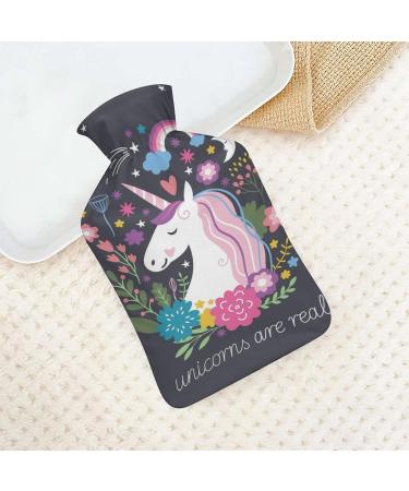 Floral Unicorn Hot Water Bottle - Rubber Pain Relief & Cramps Therapy Bag - Buy Online on GoSupps.com
