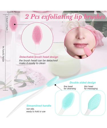 Double-Sided Soft Silicone Lip Exfoliating Brushes - Green Pink 2 Pcs - Buy Online on GoSupps.com
