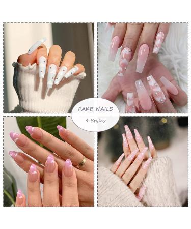 BABALAL Coffin Press on Nails - 24pcs Medium Fake Nails with Glue, Brown Rhombus Designs for Full Cover Ballerina Acrylic False Nails - Buy Online on GoSupps.com