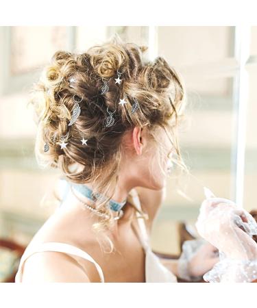 JIALEEY Hair Braid Rings Set - 50PCS Silver Rings with Shell, Leaves, Star, Conch, Snowflake Charms - Hair Loops Clips Headband Accessories - Buy Online on GoSupps.com