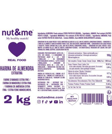 Almond Flour 2kg nut&me | Keto Friendly | Gluten Free | Vegan | High Protein | Extrafine | Ideal for Baking | - Buy Online on GoSupps.com
