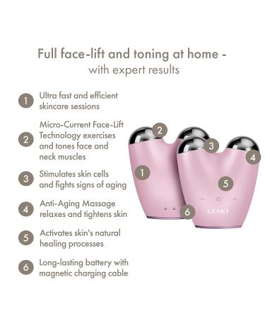 Geske SmartAppGuided Microcurrent Face-Lifter | 6-in-1 Anti-Aging Device for Facial Lifting & Jawline Training | Pink Double Chin Remover - Buy Online on GoSupps.com