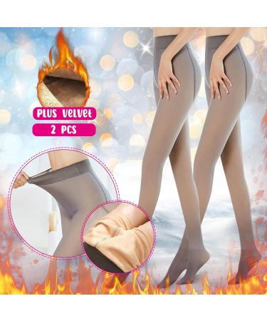 Shop Mjiqing Winter Thermal Pantyhose for Women - Fleece Tights & Leggings 2-Pack in Gray - Buy Online on GoSupps.com