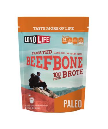 LonoLife - Beef Bone Broth Powder - 10g Collagen Protein - Grass-Fed, Gluten-Free - Keto & Paleo Friendly - 8 oz Bulk Container - 15 servings (Equal to 150 ounces of broth) Packaging May Vary