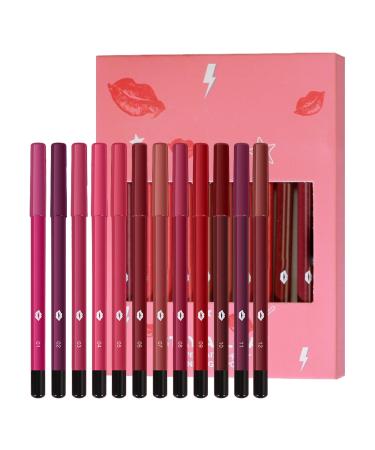 G n rique Lip Pencil Collection - 12 Long-Lasting Matte Colors Smudge-Proof Beauty | Long-Lasting Lip Liner Pencil For Women Girls Teens Wife Friends Family Sister Birthday Christmas Party