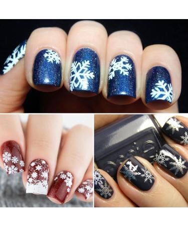 4 Sheets Christmas Nail Art Stickers Decals-Embossed Snowflakes Nail Stickers White Glitter Self Adhesive Nail Decals-Winter Holiday Silver Nail Supplies Nail Art Decoration (Nail Sticker Embossed-S) - Buy Online on GoSupps.com