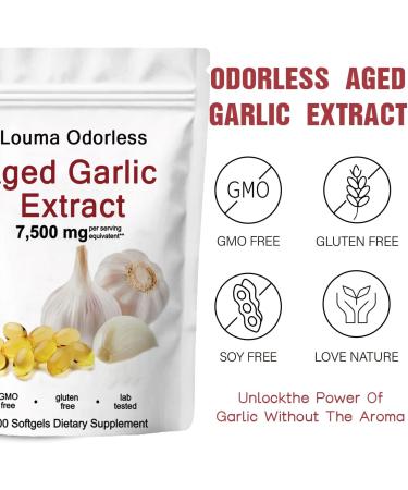 Louma Odorless Aged Garlic Aged Garlic Extract - 300 Count 7500mg 24 Month Organic Aged Garlic Supplement- Non-GMO Vegetarian (1PCS) - Buy Online on GoSupps.com