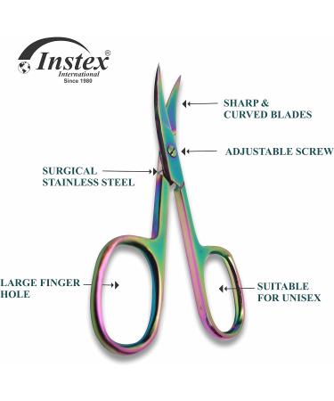 INSTEX Professional Cuticle Nail Scissors & Files Set | Curved Steel Blade for Thick Toenails & Manicure Pedicure | Men Women Beard Nose Trimming | Blue Multicolour - Buy Online on GoSupps.com
