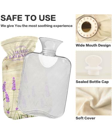 NAANLE Lavender Hot Water Bottle with Lid 1L Transparent Heat Bottle for Pain Relief & Therapy | Best Hand & Foot Warmer - Buy Online on GoSupps.com
