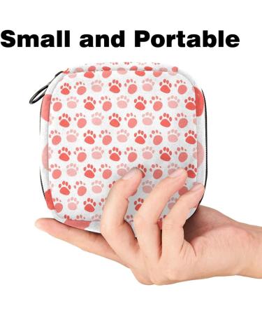 Portable Women's Binding-Storage Bags | Menstrual Cup Pocket & Female Pads for Teens | Pink Animal Paw Design - Buy Online on GoSupps.com