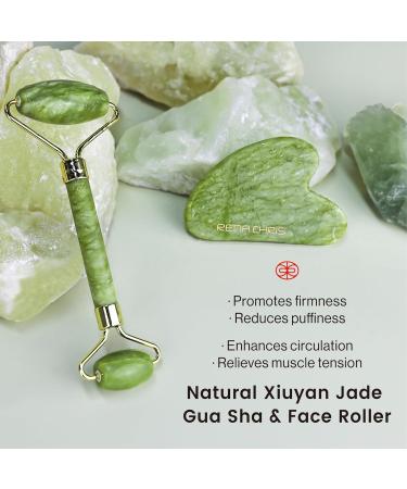 Rena Chris Gua Sha Facial Tool & Face Roller Set | Spa Basket for Skin Care & Daily Routine | Best Face Massager for Puffiness & Relaxation - Buy Online on GoSupps.com