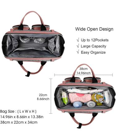 Pomelo Pink Baby Changing Bag with Pram Clips & Changing Mat - Grey Trim - Buy Online on GoSupps.com