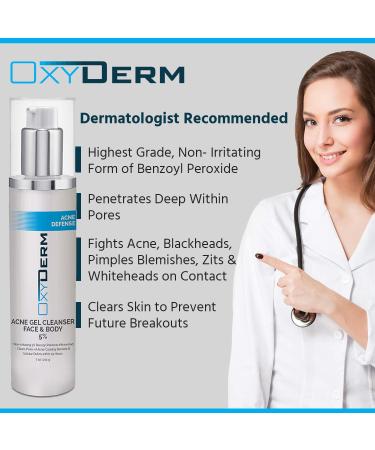 Acne Face Wash Treatment with 5% Benzoyl Peroxide - Clinically Proven Cleanser for Cystic Breakouts Oily Skin Blackheads & Pimples - Buy Online on GoSupps.com