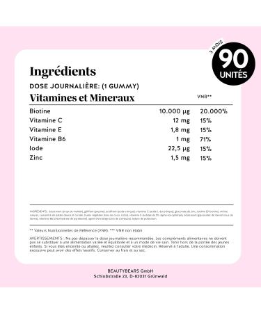 Crini re de Feu Cheveux Sublimes - Gummies Biotine Formule Renforc e 10 000 g de Biotine Zinc Vitamines B6 C E et Iode 90 pi ces (3 Mois) V gan Sans Sucre Bears with Benefits 90 gummies - 3 mois - Buy Online on GoSupps.com