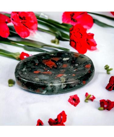 Opalite Crystal Worry Thumb Stone - Natural Healing for Calming Meditation, Reiki, and Stress Relief (African Blood Stone) - Buy Online on GoSupps.com