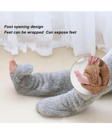 Over Knee Fuzzy Socks | Winter Sleeping Socks | Soft Thick Plush Leg Warmers - Gray - Buy Online on GoSupps.com