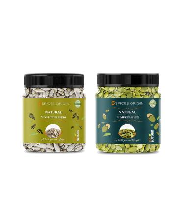 Spices Origin Raw Pumpkin Sunflower Seeds for Eating Protein and Fiber Rich Food For Immunity Booster Diet Food Pack of 2-250g (JAR Pack)_Packing May Vary