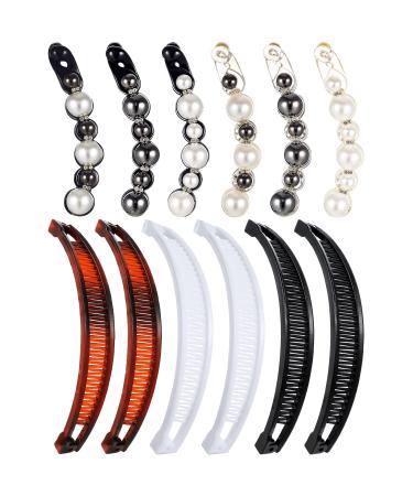 12 Pieces Faux Pearl Hair Clip Banana Combs Clincher Combs Rhinestones Ponytail Holder Claw Grip Comb Fishtail Fish Hair Lady Fish Shape Ponytail Banana Clip for Women Girls Thick Long Hair - Buy Online on GoSupps.com