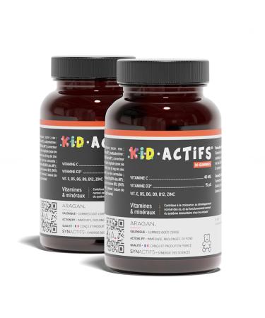 ARAGAN - Synactif Kidactif Pill Box - Nutritional Supplement Vitality and Growth Child - Complex of 10 vitamins and minerals - 60 gummies - 1 month of intake - Made in France