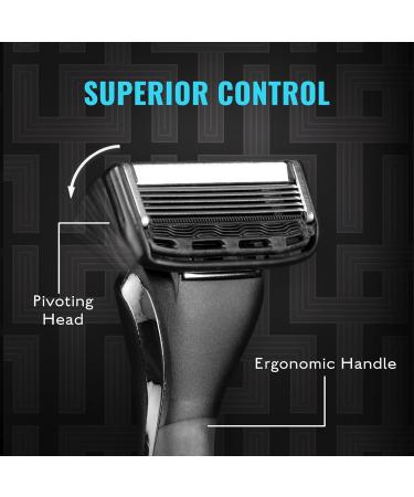 Jeremy's Razors for Men - Precision 5 Blade Shaving Kit | Stainless Blades Lubricating Strip & Trimmer | Travel Shaver for Face Body & Head (1 Razor + 1 Cartridge - Buy Online on GoSupps.com