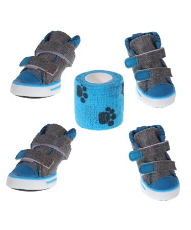 CoolTy 4 pieces of dog shoes dog boots for snowy winter days hot summer plaster waterproof in rainy weather outdoor walks (4# l * w: 5.1 * 3.9cm)
