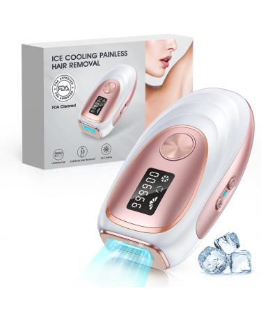 ZKMAGIC IPL Devices hair removal laser with cooling function 999.900 light pulse 5 energy levels pain -free IPL hair removal device for women men face armpits legs and body gold (color)
