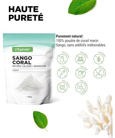 Sango Coral - 320g powder - Natural source of calcium (20%) & magnesium (10%) in a 2:1 ratio specific to the body - No additives - Buy Online on GoSupps.com