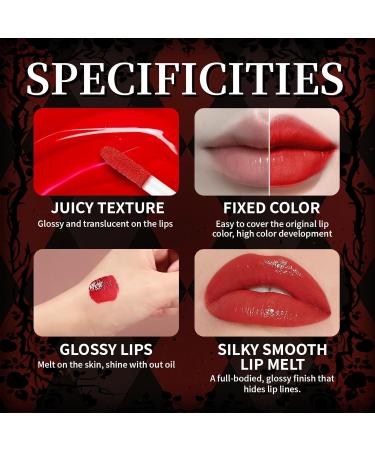 Vinyl Red Velvet Ink Liquid Lipstick & Black Lip Liner - Gothic Halloween Makeup Long Wear Waterproof Non-Sticky Moisturizing Lip Stain for Women - Buy Online on GoSupps.com