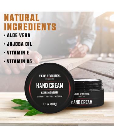 Viking Revolution Men's Hand Cream for Dry Cracked Hands Repair - Aloe Vera Moisturizer with Vitamin E (3.5oz) - Buy Online on GoSupps.com