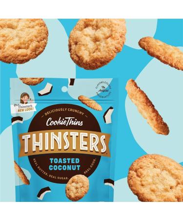 Thinsters Toasted Coconut Cookie Thins 4oz (Pack of 6) | Non-GMO, Peanut Free, Crunchy Cookies - No Corn Syrup, Artificial Flavors, Colors, Preservatives - Buy Online on GoSupps.com