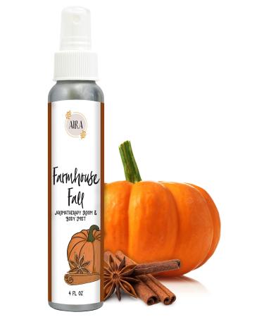 Aira Mist Farmhouse Fall Organic Room Spray - Essential Oil Spray with Organic Ingredients & Therapeutic Essential Oils - Living Room Spray Free of Alcohol & Parabens - Fall Home Fragrance - 4 Ounces Farmhouse Fall 4 Ounce