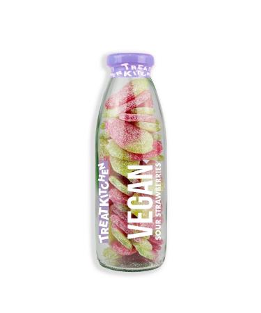 Vegan Sour Giant Strawberries Sweet in Reusable Glass Bottle 350g