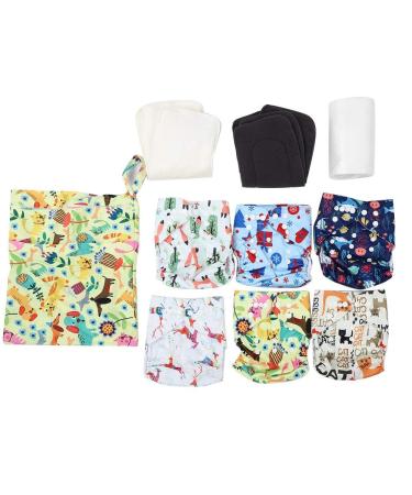 Reusable Cloth Diapers Washable Adjustable Insert Pocket Diaper Nappy Pants Pads Set for Baby Toddler