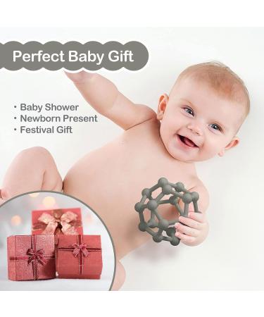 MCGMITT Teething Toy for Babies 6 Months - Baby Teether Ball Grasping Toy with Soft Sensory Texture - BPA-free Silicone Teether for Newborns - Greenish Grey - Buy Online on GoSupps.com