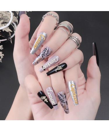 NICENEEDED 108Pcs Constellation Large Nail Gems Gold & Silver Zodiac Word Nail Charms For Nail Art Rhinestones 3D Nail Jewelry Studs For Nail Crystal Diy Nail Accessories - Buy Online on GoSupps.com