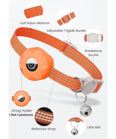 Buy Airtag Cat Collar - Reflective Kitten Neck Band | Light Tracker with Bell for Young Cats - Orange - Buy Online on GoSupps.com