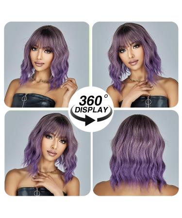 Shop Testar Short Wavy Purple Bob Wigs | Stylish Curly Shoulder-Length Synthetic Wig for Women & Girls - Perfect for Costumes & Daily Wear - Buy Online on GoSupps.com