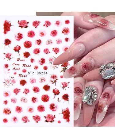 6 Sheets 3D Flower Nail Art Stickers - Self-Adhesive Spring Rose Decals for Acrylic Nails - Buy Online on GoSupps.com