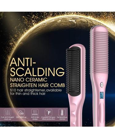 30S Ceramic Heating Straightening Brush - Fast Heated Hair Straightener with Auto Temperature Lock & 3 Heat Levels - Anti-Scald for Home Travel & Salon - Buy Online on GoSupps.com