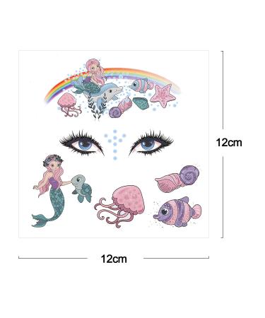 HOWAF Unicorn Mermaid Butterfly Face Tattoos Kit - 8 Sheets, Kids Temporary Face Paint for Parties & Halloween - Skin Safe - Buy Online on GoSupps.com