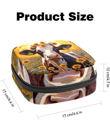 Sunflower Flowering Cow Menstrual Cup Pocket | Portable Zippered Storage for Teenagers & Women | Ideal Gift for Girls - Buy Online on GoSupps.com