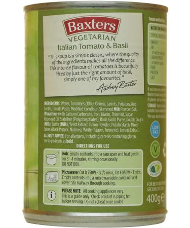  Baxters Baxters Italian Vegetarian Soup Tomato and Basil 4 x 400 g - Buy Online on GoSupps.com