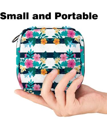 Multicolored Storage Bags for Women's Bandages & Menstrual Products Watercolor Flower Patterns & Stripes | Portable Organizers for School & Office - Buy Online on GoSupps.com
