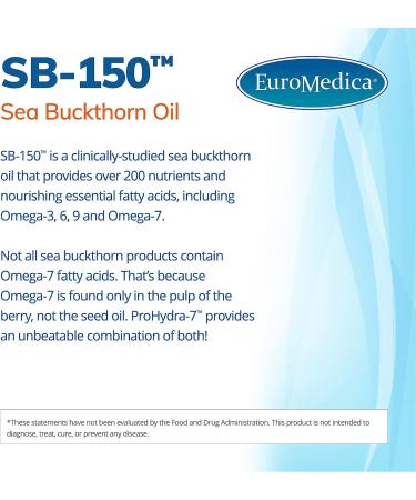 EuroMedica ProHydra-7 Softgels - Clinically-Studied Sea Buckthorn Oil Formula - Omega-7 Supplement - Improve Skin Hydration & Soothe Digestion - 60 Servings - Buy Online on GoSupps.com