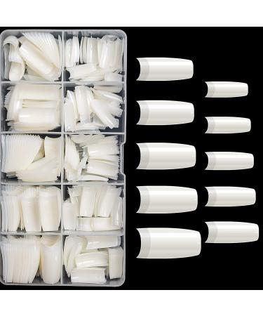 500PCS Half Cover French Style Acrylic False Nail Tips Set - Natural Manicure Kit for Nail Art Salons and DIY at Home - Buy Online on GoSupps.com