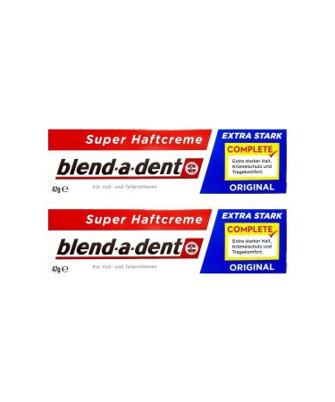 2 x 47 g Blend-a-dent Original Super Adhesive Cream Extra Strong Complete