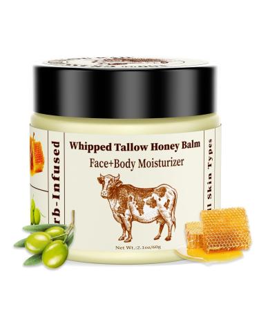 Feed Your Skin: Grass-Fed Whipped Tallow to Replenish & Restore | Fortified with Raw Honey & Beeswax The Ultimate Balm for Face Body & Lips 2.1oz 2.1 Fl Oz (Pack of 1)