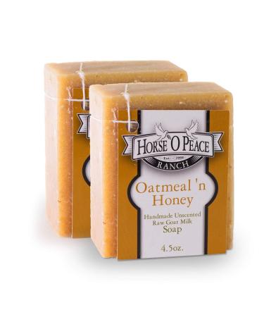 Handmade Goat Milk Soap Oatmeal 'n Honey Soap (2 Pack - 4.5oz./Bar) 2 Count (Pack of 1)