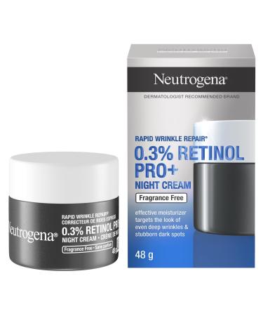 Neutrogena Rapid Wrinkle Repair 0.3% Retinol Pro+ Night Cream Night Face Moisturizer with Retinol Fragrance Free 50ml Unscented 48 ml (Pack of 1)