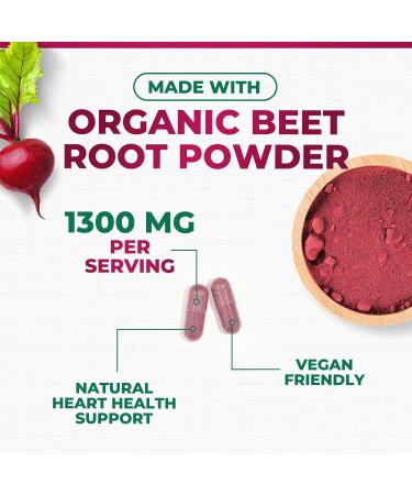 Beet Root Capsules 1300mg - Extra Strength Red Beetroot Powder Supplement Supports Nitric Oxide Production Heart Health & Natural Energy Non-GMO Vegan Gluten Free 120 Veggie Capsules 120 Count (Pack of 1) - Buy Online on GoSupps.com